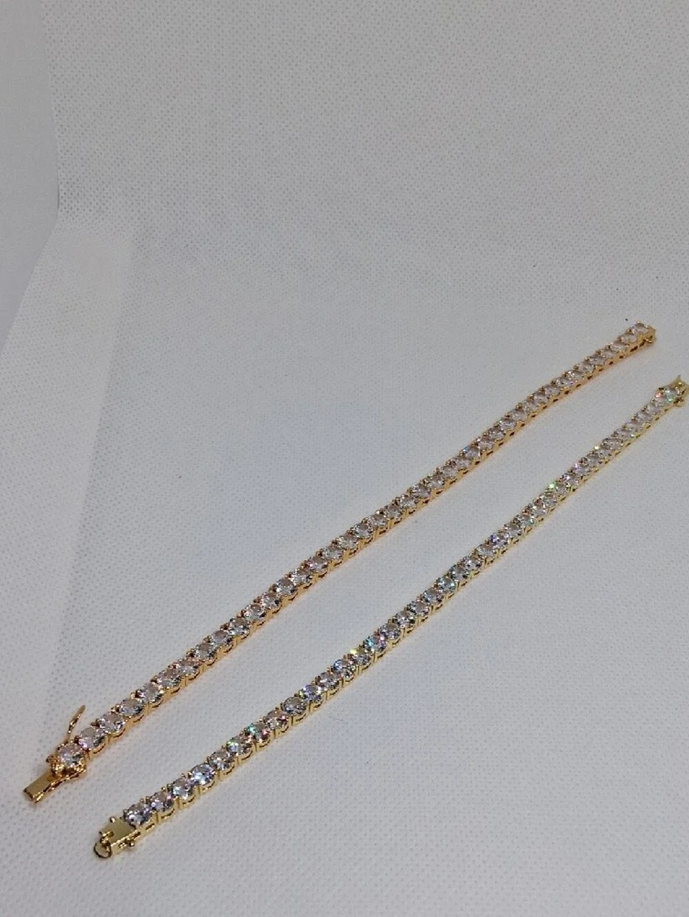 Men's Gold-Tone Tennis Bracelet with Clear Stones